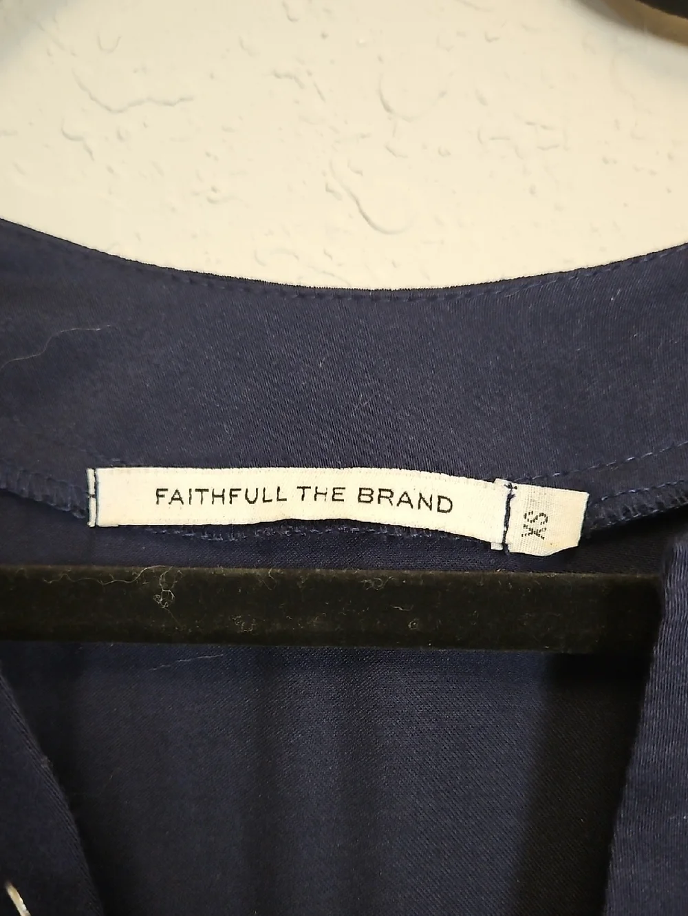 Faithfull The Brand Navy Blue V-neck Hi-Lo Dress, 100% Rayon, Size XS